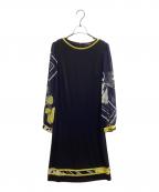 LEONARD FASHIONレオナールファッション）の古着「袖シフォン カンカンワンピース 0190260」｜ブラック×ネイビー