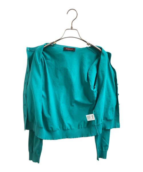 CABAN（キャバン）CABAN (キャバン) ファインポリエステル ハーフスリーブポケットカーディガン ターコイズ サイズ:Freeの古着・服飾アイテム