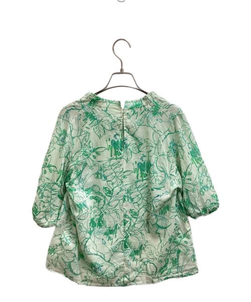 TOMORROW LAND（トゥモローランド）TOMORROW LAND (トゥモローランド) 24SS / ベジタブルリーフプリントネックギャザーブラウス / 13-01-42-01103 グリーン サイズ:36の古着・服飾アイテム