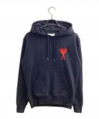 AMI Alexandre Mattiussiアミアレクサンドルマテュッシ）の古着「LARGE HEART LOGO HOODIE / ラージハートロゴフーディー / E19J044」｜ブラック