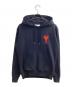 AMI Alexandre Mattiussi（アミアレクサンドルマテュッシ）の古着「LARGE HEART LOGO HOODIE / ラージハートロゴフーディー / E19J044」｜ブラック