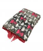 813 OTTOTREDICI ANNALISA GIUNTINIオットトレディッチ アンナリサ・ジュインティーニ）の古着「カシミヤ混スカーフ　スヌーピーコラボ」｜グレー×ピンク