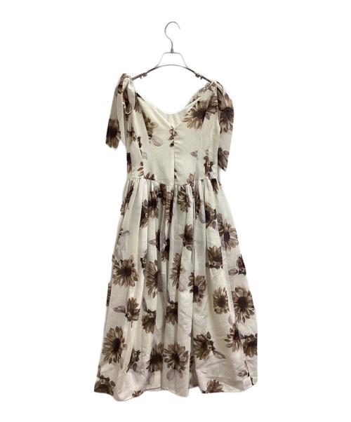 HER LIP TO（ハーリップトゥ）HER LIP TO (ハーリップトゥ) Sunflower-printed midi dress 花柄ワンピース ひまわり 1222305084 ベージュ サイズ:Sの古着・服飾アイテム