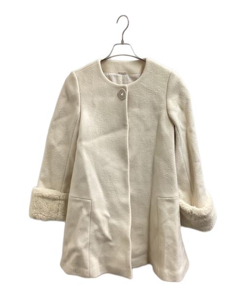 Snidel（スナイデル）Snidel (スナイデル) ビジューブローチAラインコート ホワイトの古着・服飾アイテム