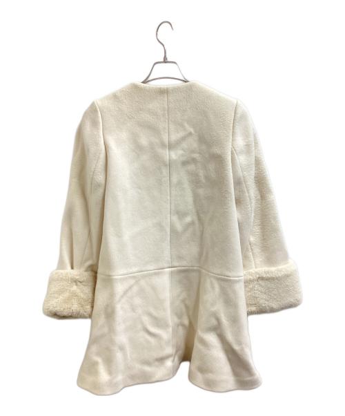 Snidel（スナイデル）Snidel (スナイデル) ビジューブローチAラインコート ホワイトの古着・服飾アイテム