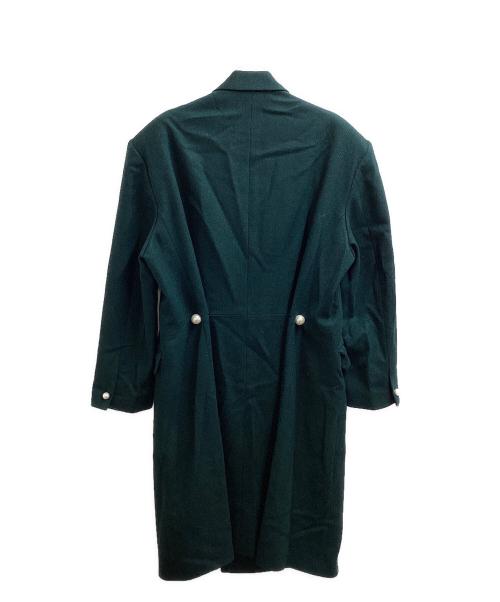 JOHN LAWRENCE SULLIVAN（ジョン ローレンス サリバン）JOHN LAWRENCE SULLIVAN　　 HERRINGBONE TWEED BACK SIDE TUCKED COAT / ヘリンボーンツイード バックサイドタックコート / ダブルチェスターコート グリーン サイズ:46の古着・服飾アイテム