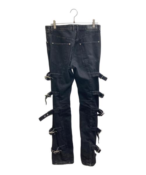 JOHN LAWRENCE SULLIVAN（ジョン ローレンス サリバン）JOHN LAWRENCE SULLIVAN (ジョン ローレンス サリバン) Washed denim bondage pants 2B008-0322-37 ブラック サイズ:48の古着・服飾アイテム