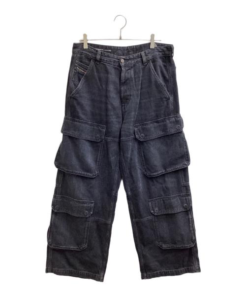 DIESEL（ディーゼル）DIESEL (ディーゼル) relaxed jeans d-touch cargo 007Z9 ブラック サイズ:W30の古着・服飾アイテム