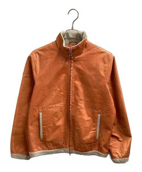Cinquanta（チンクワンタ）Cinquanta (チンクワンタ) スタンドカラーレザージャケット オレンジ サイズ:50の古着・服飾アイテム