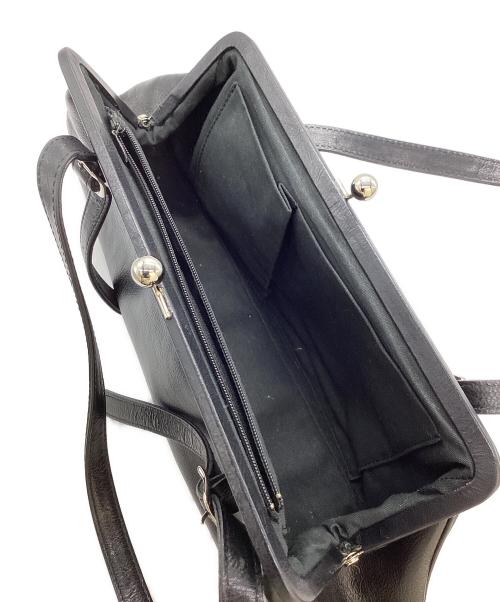 Y's（ワイズ）Y's (ワイズ) がま口レザーハンドバッグ / pouch leather hand bag ブラックの古着・服飾アイテム