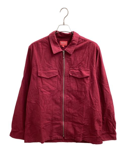 SUPREME（シュプリーム）Supreme (シュプリーム) Solid Flannel zip up shirt / ソリッドフランネルジップアップシャツ / 16AW レッド サイズ:Lの古着・服飾アイテム