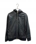 1piu1uguale3ウノピュウノウグァーレトレ）の古着「シープレザーフーデッドジャケット / MRB287」｜ブラック