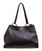 MIU MIUミュウミュウ）の古着「マドラス トートバッグ / madras tote bag / 5BG025 / ギャランティ・ミニポーチ付」｜ブラック