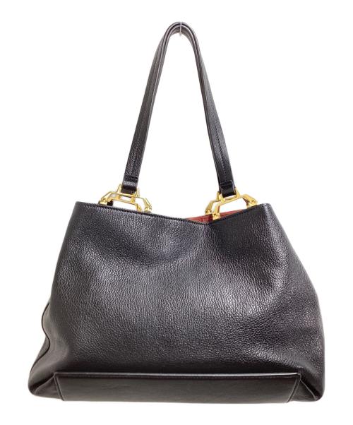 MIU MIU（ミュウミュウ）MIU MIU (ミュウミュウ) マドラス トートバッグ / madras tote bag / 5BG025 / ギャランティ・ミニポーチ付 ブラックの古着・服飾アイテム