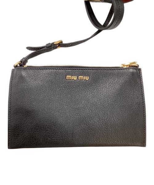 MIU MIU（ミュウミュウ）MIU MIU (ミュウミュウ) マドラス トートバッグ / madras tote bag / 5BG025 / ギャランティ・ミニポーチ付 ブラックの古着・服飾アイテム