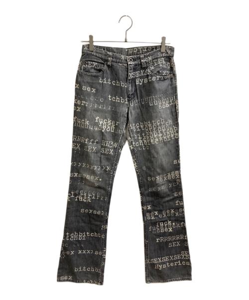 hysterics（ヒステリックス）hysterics (ヒステリックス) タイプライターデニムパンツ　ヨゴレ・タグ印字剥げ有 グレー サイズ:タグ薄れ(サイズ表記なし)の古着・服飾アイテム