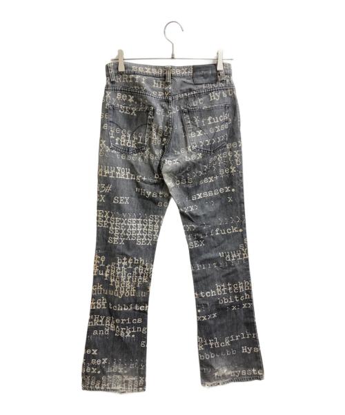 hysterics（ヒステリックス）hysterics (ヒステリックス) タイプライターデニムパンツ　ヨゴレ・タグ印字剥げ有 グレー サイズ:タグ薄れ(サイズ表記なし)の古着・服飾アイテム