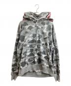 A BATHING APEア ベイシング エイプ）の古着「Double Shark Full Zip Hoodie / ダブルシャークフルジップフーディ / N001ZPH301019X」｜グレー