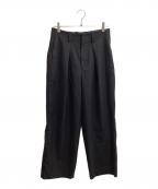 ETHOSENSエトセンス）の古着「ワイドスラックス」｜ブラック