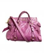 MIU MIUミュウミュウ）の古着「サイドリボン2WAYバッグ　ヴィッテロリュクス サイドリボン　197R　RT0365　ヴィッテロリュクス サイドリボン」｜ピンク