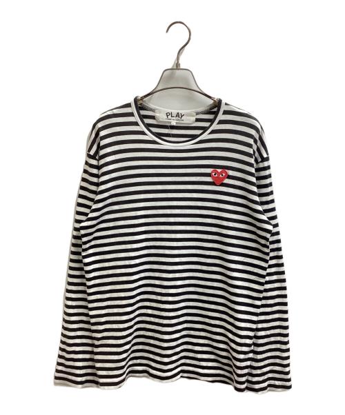 PLAY COMME des GARCONS（プレイコムデギャルソン）PLAY COMME des GARCONS (プレイコムデギャルソン) ハート ロングボーダーTシャツ / AZ-T164 / AD2018 ホワイト サイズ:Lの古着・服飾アイテム