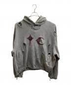 THUG CLUBサグ クラブ）の古着「THUG CLUB / サグクラブ / ROCK HOODED SWEATSHIRT / プルオーバー / パーカー / TC23TS0101」｜グレー