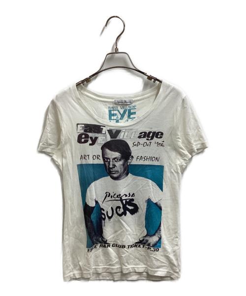 Hysteric Glamour（ヒステリックグラマー）Hysteric Glamour (ヒステリックグラマー) EAST VILLAGE EYE (イーストヴィレッジアイ) スローガンTシャツ / 0142CT17 ホワイト サイズ:FREEの古着・服飾アイテム