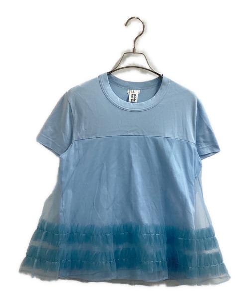 noir kei ninomiya（ノワール ケイ ニノミヤ）noir kei ninomiya (ノワール ケイ ニノミヤ) チュールドッキングTシャツ / 3H-T007 / AD2021 ブルー サイズ:Sの古着・服飾アイテム