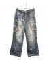 DND4DES（ディーエヌディーフォーデス）の古着「Y2K CARTOON PENDANTS PRINT PANTS カートゥーン ペンダント プリント  デニムパンツ」｜インディゴ