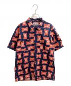 Hysteric Glamourヒステリックグラマー）の古着「HIGH TIMES総柄半袖エンジニアシャツ 02182AH10」｜レッド