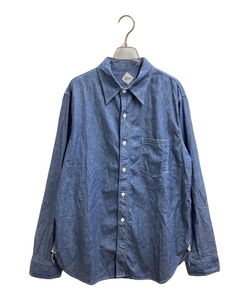 THE CORONA UTILITY（コロナユーティリティ）THE CORONA UTILITY (コロナユーティリティ) NAVY 1POCKET SHIRT Chambray ネイビー ワンポケット シャツ シャンブレー C-OY 3824 インディゴ サイズ:Lの古着・服飾アイテム
