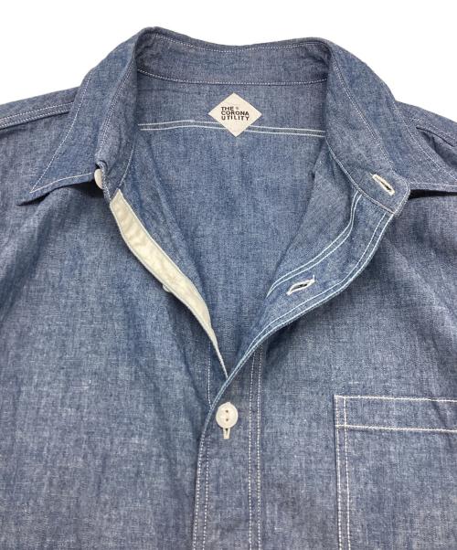 THE CORONA UTILITY（コロナユーティリティ）THE CORONA UTILITY (コロナユーティリティ) NAVY 1POCKET SHIRT Chambray ネイビー ワンポケット シャツ シャンブレー C-OY 3824 インディゴ サイズ:Lの古着・服飾アイテム