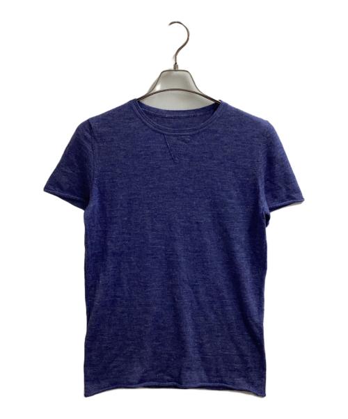 lucien pellat-finet（ルシアン・ペラフィネ）lucien pellat-finet (ルシアン・ペラフィネ) スカルスタッズ半袖ニット / Skull Studs short sleeve knit / カシミアシルク ブルー サイズ:Sの古着・服飾アイテム