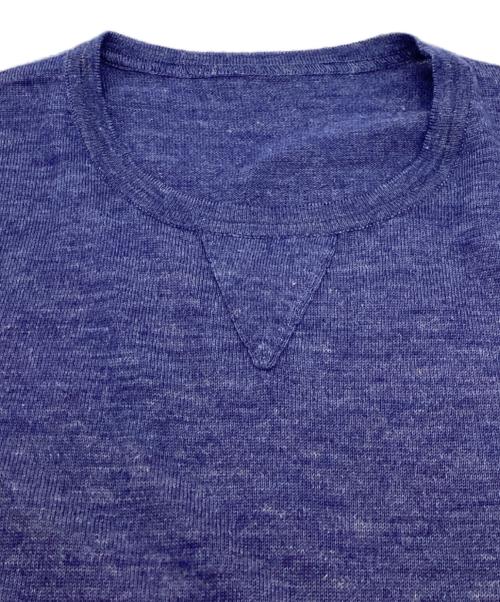 lucien pellat-finet（ルシアン・ペラフィネ）lucien pellat-finet (ルシアン・ペラフィネ) スカルスタッズ半袖ニット / Skull Studs short sleeve knit / カシミアシルク ブルー サイズ:Sの古着・服飾アイテム