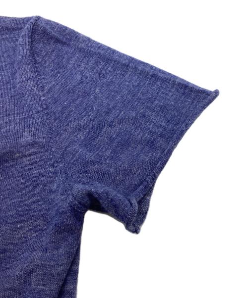 lucien pellat-finet（ルシアン・ペラフィネ）lucien pellat-finet (ルシアン・ペラフィネ) スカルスタッズ半袖ニット / Skull Studs short sleeve knit / カシミアシルク ブルー サイズ:Sの古着・服飾アイテム