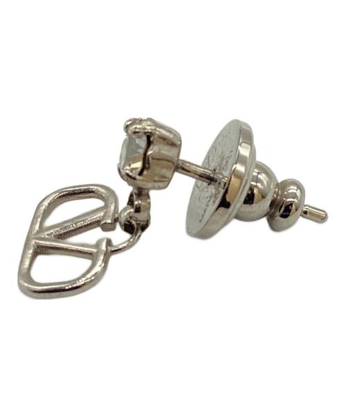 VALENTINO（ヴァレンティノ）VALENTINO (ヴァレンティノ) Vロゴ / シグネチャー メタル×スワロフスキークリスタル ピアス シルバーの古着・服飾アイテム