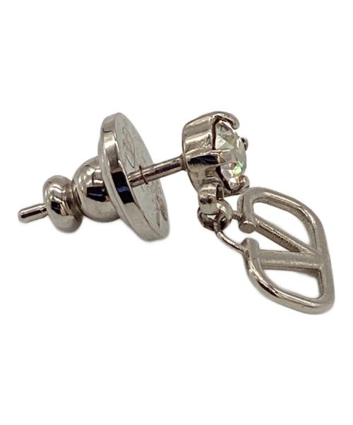 VALENTINO（ヴァレンティノ）VALENTINO (ヴァレンティノ) Vロゴ / シグネチャー メタル×スワロフスキークリスタル ピアス シルバーの古着・服飾アイテム