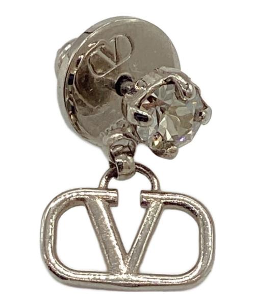 VALENTINO（ヴァレンティノ）VALENTINO (ヴァレンティノ) Vロゴ / シグネチャー メタル×スワロフスキークリスタル ピアス シルバーの古着・服飾アイテム