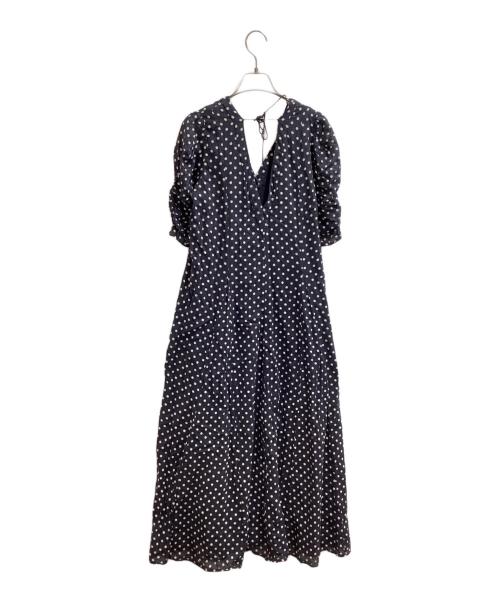 ne quittez pas（ヌキテパ）ne quittez pas (ヌキテパ) ドットプレーン Vネック ワンピース / Demi-Luxe BEAMS別注 / 010431ZB3BE ブラック サイズ:ONE SIZEの古着・服飾アイテム