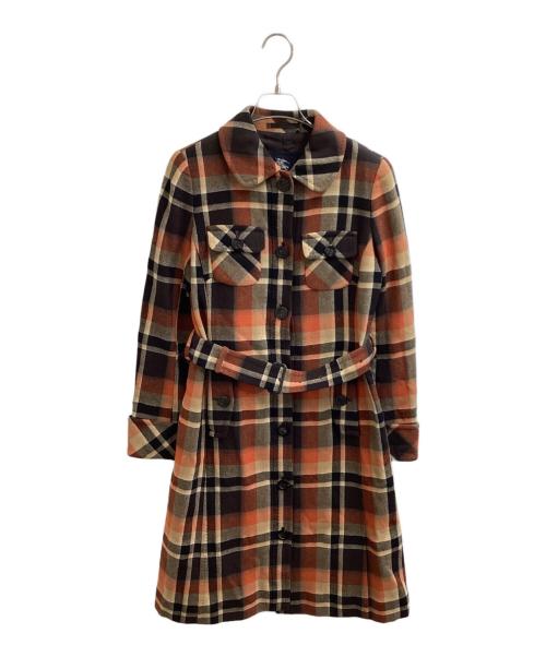BURBERRY LONDON（バーバリーロンドン）BURBERRY LONDON (バーバリーロンドン) カシミヤ混チェックコート オレンジ サイズ:38の古着・服飾アイテム