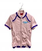 MOMENTELモーメンタル）の古着「pink navy short sleeve jacket / ピンクネイビーショートスリーブジャケット / 韓国ブランド」｜ピンク