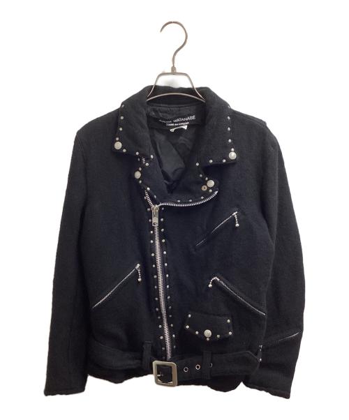 JUNYA WATANABE COMME des GARCONS（ジュンヤワタナベ コムデギャルソン）JUNYA WATANABE COMME des GARCONS ((ジュンヤワタナベ コムデギャルソン) ウール縮絨スタッズライダースジャケット/JL-J031/AD2013 ブラック サイズ:XSの古着・服飾アイテム