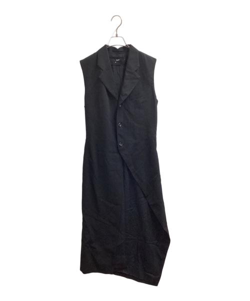 JUNYA WATANABE COMME des GARCONS（ジュンヤワタナベ コムデギャルソン）JUNYA WATANABE COMME des GARCONS ((ジュンヤワタナベ コムデギャルソン) アシンメトリー スリーブレスコート　JV-050030　AD1992 ブラック サイズ:不明(記入なし)の古着・服飾アイテム