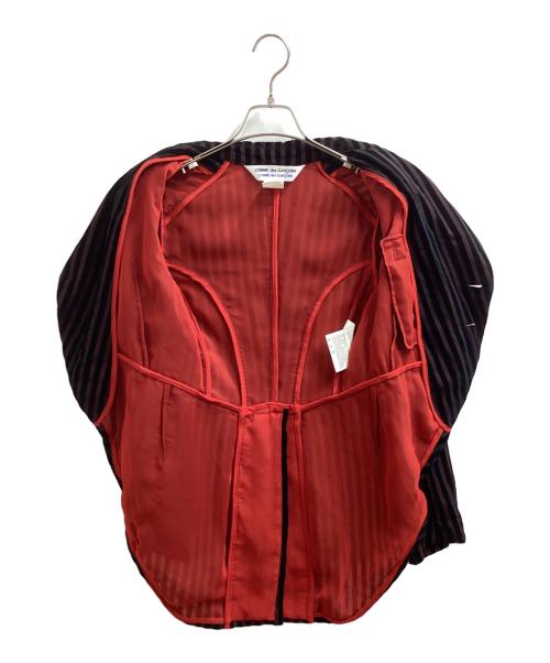 COMME des GARCONS COMME des GARCONS（コムデギャルソン コムデギャルソン）COMME des GARCONS COMME des GARCONS (コムデギャルソン コムデギャルソン) ストライプタキシードジャケット ブラック×レッド サイズ:Sの古着・服飾アイテム