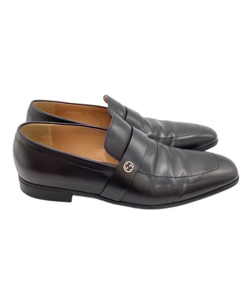 GUCCI（グッチ）GUCCI (グッチ) インターロッキングG ローファー　256600 ブラック サイズ:7 1/2の古着・服飾アイテム