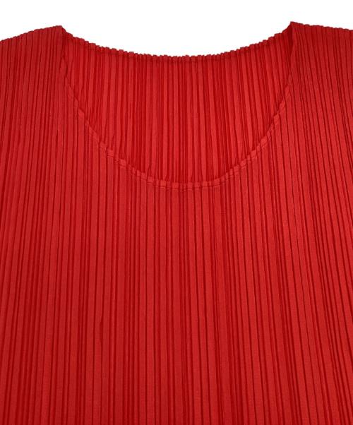 ISSEY MIYAKE（イッセイミヤケ）ISSEY MIYAKE (イッセイミヤケ) ノースリーブプリーツブラウス / PP05-JK600 レッド サイズ:Mの古着・服飾アイテム