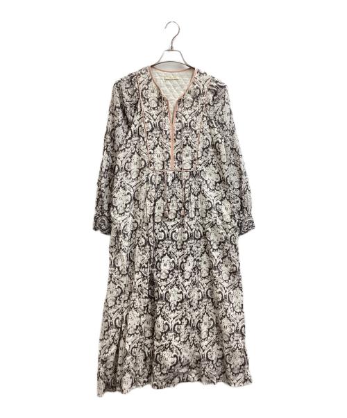 ne quittez pas（ヌキテパ）ne quittez pas (ヌキテパ) コットンドビーエスニックプリントドレス / 010412GC3 グレー サイズ:FREEの古着・服飾アイテム