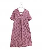 mala KALANCHOEマーラ カランコエ）の古着「フラワーモチーフ Vネックワンピース / 380421KD2」｜ピンク