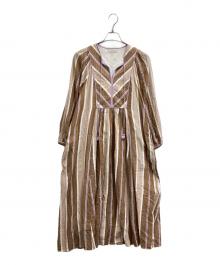 ne quittez pas（ヌキテパ）の古着「COTTON VOILE STRIPE DRESS / 010431GM4」｜ブラウン