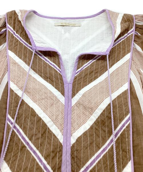 ne quittez pas（ヌキテパ）ne quittez pas (ヌキテパ) COTTON VOILE STRIPE DRESS / 010431GM4 ブラウン サイズ:Sの古着・服飾アイテム